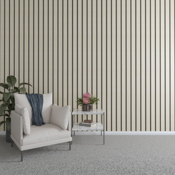 Ekena Millwork 48H x 3/8T Adjustable Wood Slat Wall Panel Kit w/ 3W Slats, Birch contains 15 Slats SWW60X48X0375BI - main